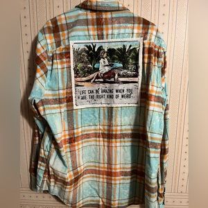 Distressed flannel, gently worn